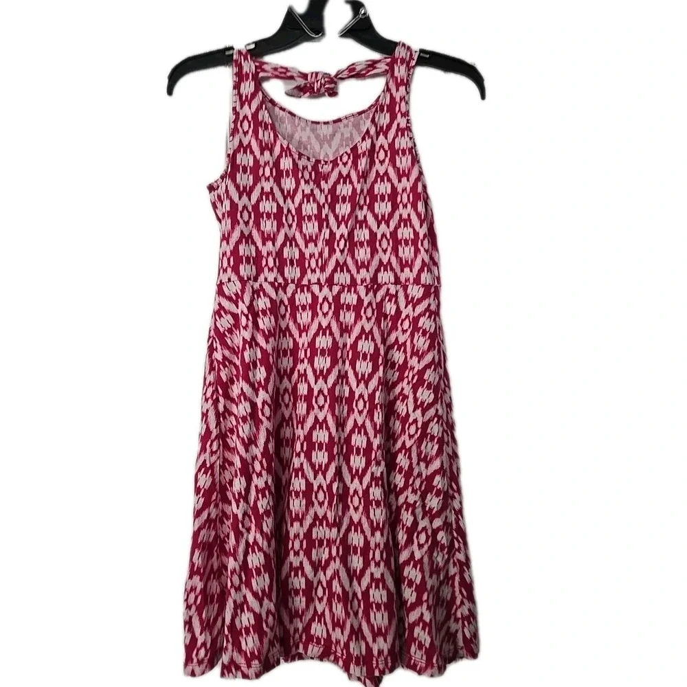 OLD NAVY Sleeveless Aline Dress Girls 14 XL Pink White Geometric Scoop‎ Neck